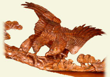 The eagle in a sculptured wooden wall
